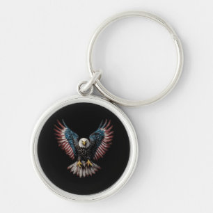 American Flag Bald Eagle 4th of July USA Patriotic Key Ring