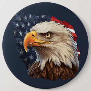 American Flag Bald Eagle 6 Cm Round Badge