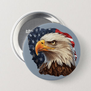 American Flag Bald Eagle 7.5 Cm Round Badge