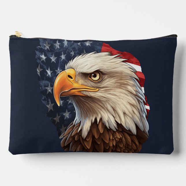 American Flag Bald Eagle Accessory Pouch (Front)