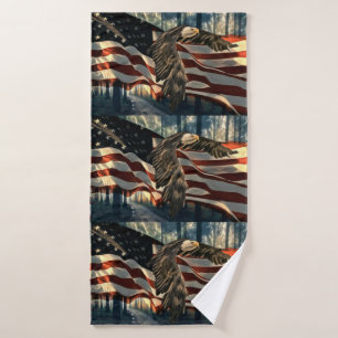 American Flag Bald Eagle Bath Towel Set