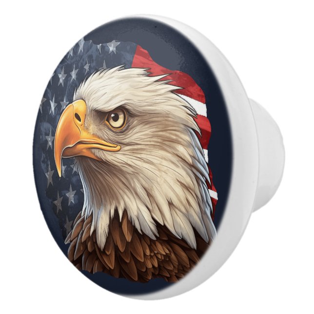 American Flag Bald Eagle Ceramic Knob (Right)