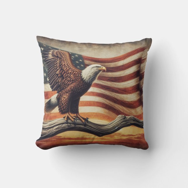 American Flag Bald  Eagle  Cushion (Front)