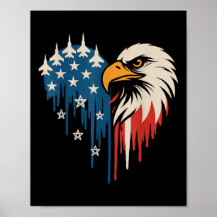 American Flag Bald Eagle Fighter Jets Patriotic 4t Poster
