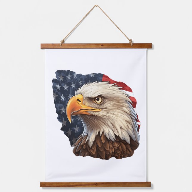 American Flag Bald Eagle Hanging Tapestry (Front)