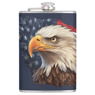 American Flag Bald Eagle Hip Flask