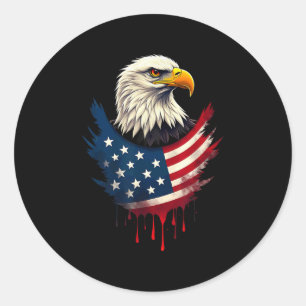 American Flag Bald Eagle Independence Day _2  Classic Round Sticker