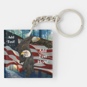 American Flag Bald Eagle Key Ring