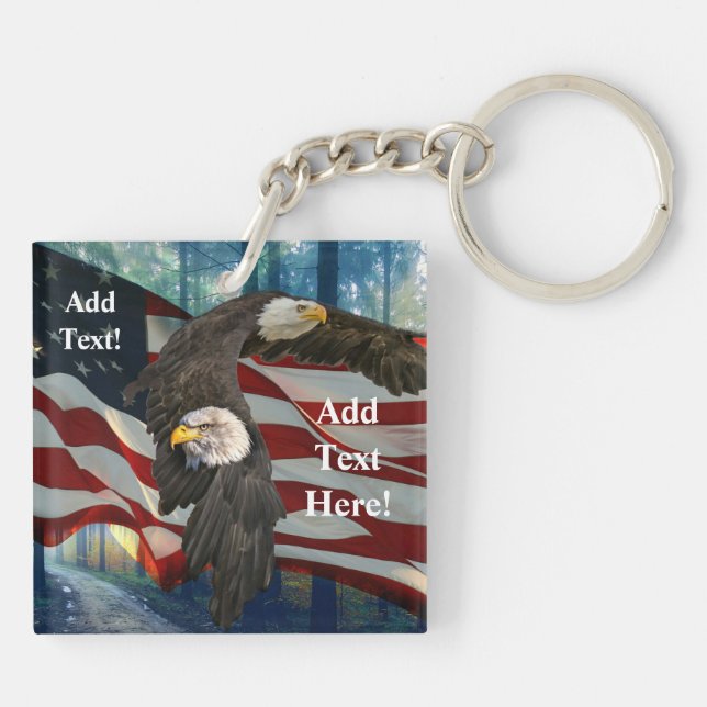 American Flag Bald Eagle Key Ring (Back)