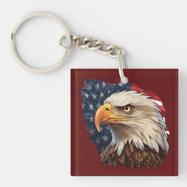 American Flag Bald Eagle Key Ring (Front)