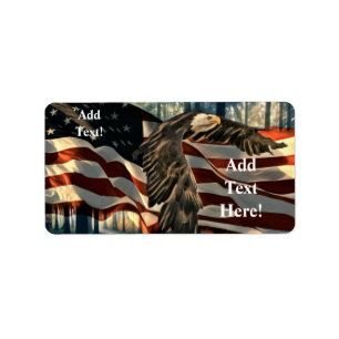 American Flag Bald Eagle Label