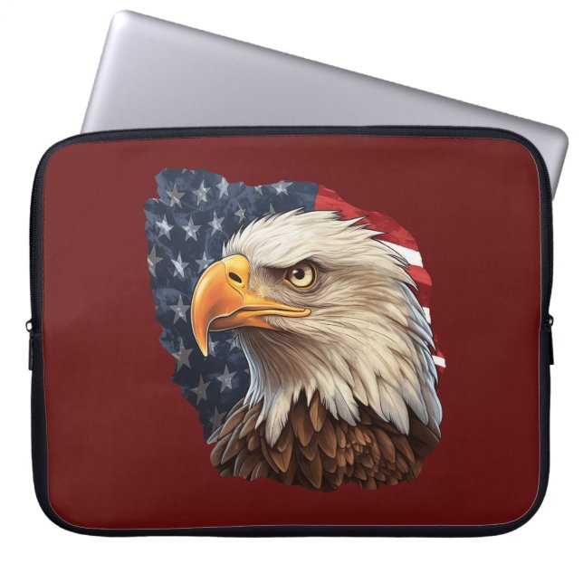 American Flag Bald Eagle Laptop Sleeve (Front)