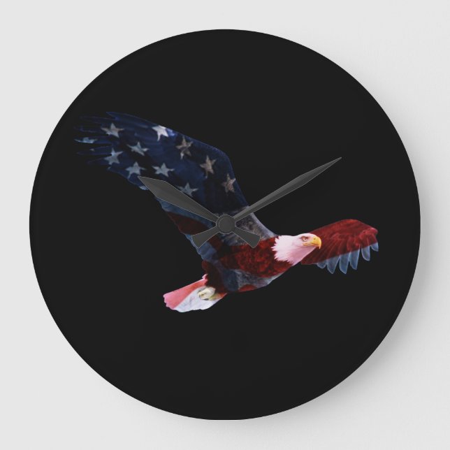 American Flag Bald Eagle Large Clock (Front)