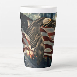 American Flag Bald Eagle Latte Mug