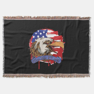 American Flag Bald Eagle Live Free Or Die Throw Blanket