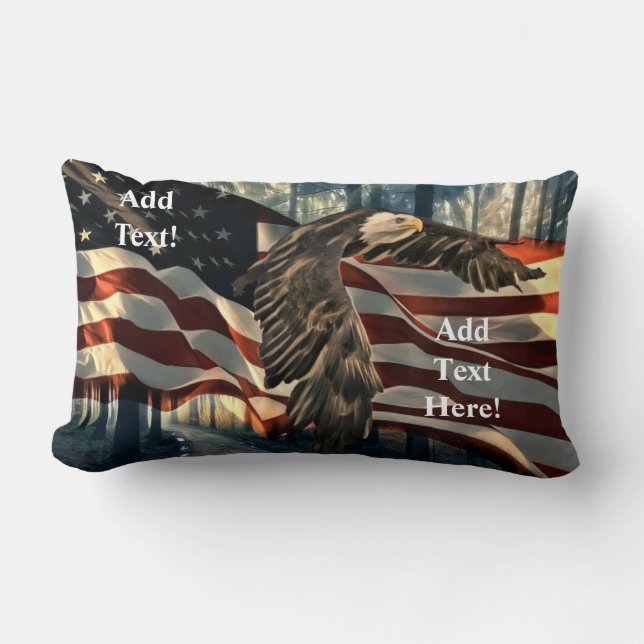 American Flag Bald Eagle Lumbar Cushion (Front)
