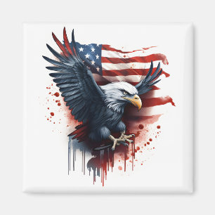 American flag bald eagle magnet