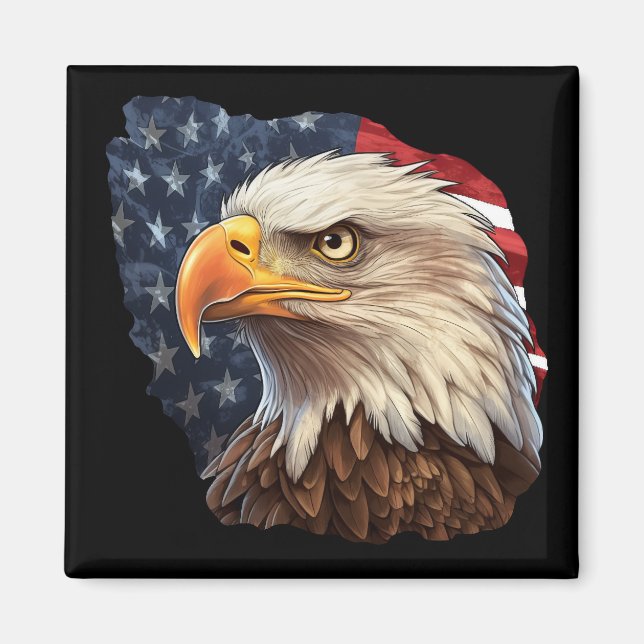 American Flag Bald Eagle Magnet (Front)
