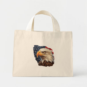 American Flag Bald Eagle Mini Tote Bag