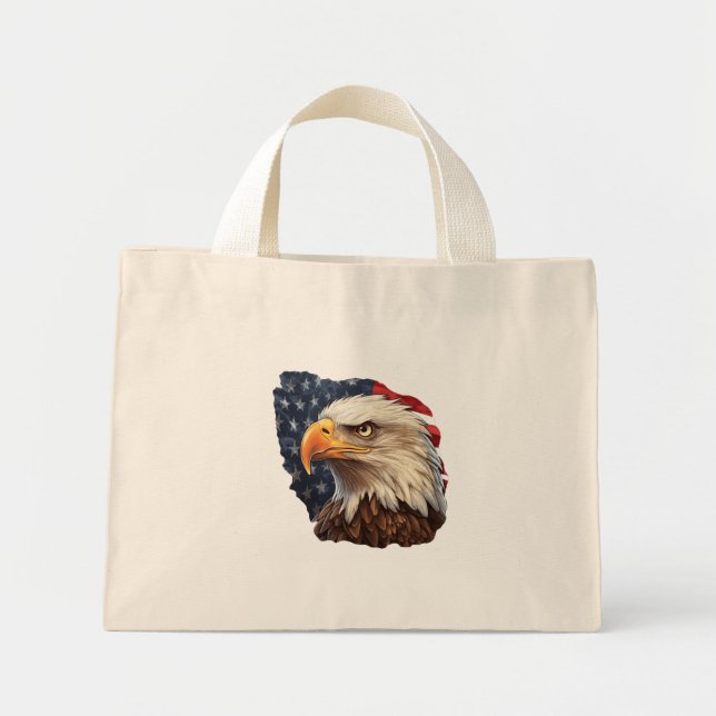 American Flag Bald Eagle Mini Tote Bag (Front)