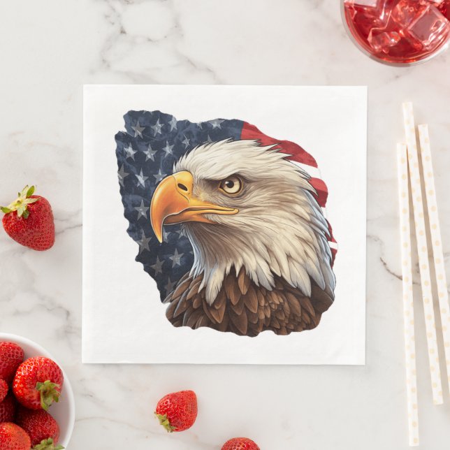 American Flag Bald Eagle Napkin (Insitu)