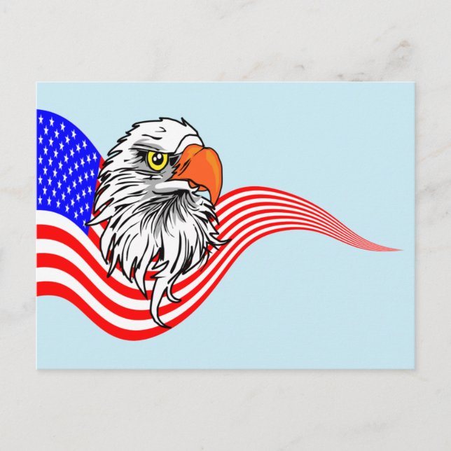 American Flag Bald Eagle Patriotic art  Postcard (Front)