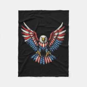 American Flag Bald Eagle Patriotic Design Fleece Blanket
