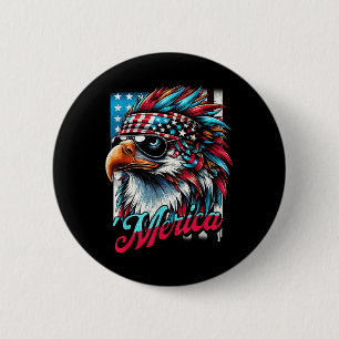 American Flag Bald Eagle Patriotic Eagle 4th Of Ju 6 Cm Round Badge