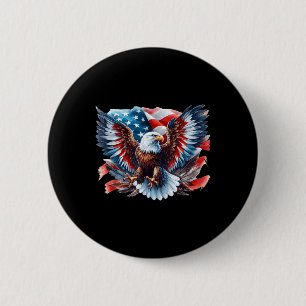 American Flag Bald Eagle Patriotic Eagle 4th Of Ju 6 Cm Round Badge