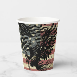 American Flag Bald Eagle Patriotic Paper Cups