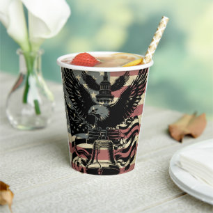 American Flag Bald Eagle Patriotic Paper Cups