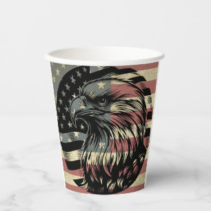 American Flag Bald Eagle Patriotic Paper Cups