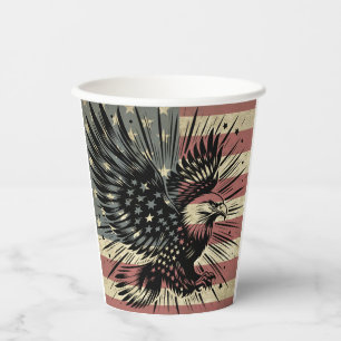 American Flag Bald Eagle Patriotic  Paper Cups