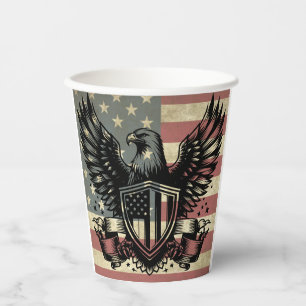 American Flag Bald Eagle Patriotic Paper Cups