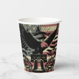 American Flag Bald Eagle Patriotic Paper Cups