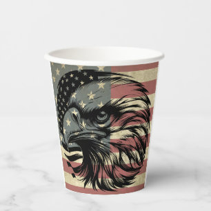 American Flag Bald Eagle Patriotic Paper Cups
