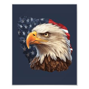 American Flag Bald Eagle Photo Print