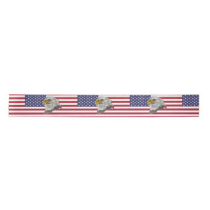 American Flag Bald Eagle Satin Ribbon