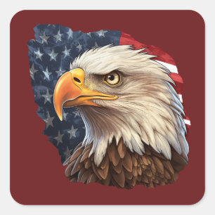 American Flag Bald Eagle Square Sticker