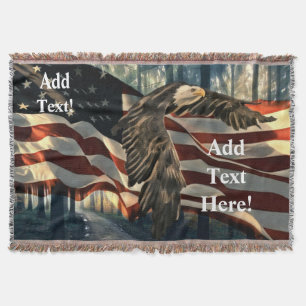 American Flag Bald Eagle Throw Blanket