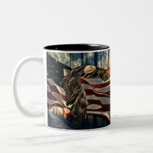American Flag Bald Eagle Two-Tone Coffee Mug