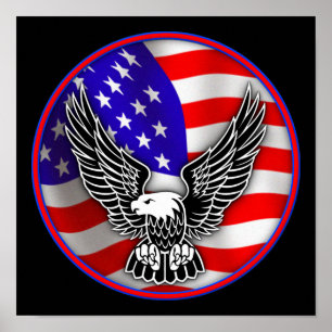 American Flag Bald Eagle United States Poster Sign