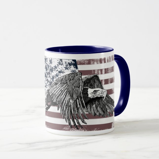 American Flag Bald Eagle USA Mug (Front Right)