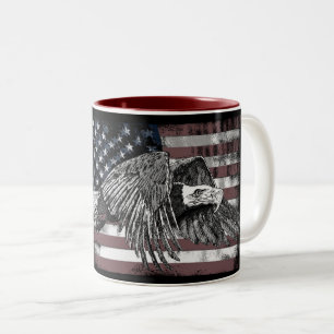 American Flag Bald Eagle USA Two-Tone Coffee Mug
