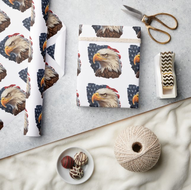 American Flag Bald Eagle Wrapping Paper (Crafts)