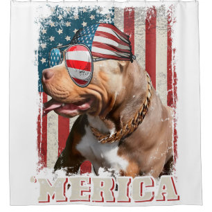 american flag bandanna pit bull dog lover pitbull shower curtain