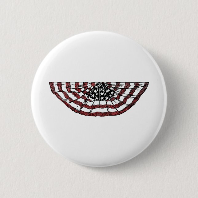 American flag banner 6 cm round badge (Front)