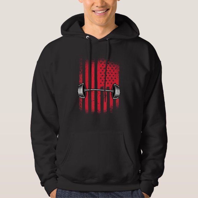 American Flag Barbell Hoodie (Front)