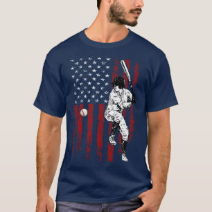 American Flag Baseball 4th July T-Shirt