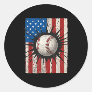 American Flag Baseball 4th Of July Usa Patriotic S Classic Round Sticker